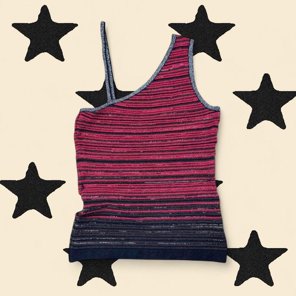 ★ Y2k One Shoulder Striped with Silver Accents ★